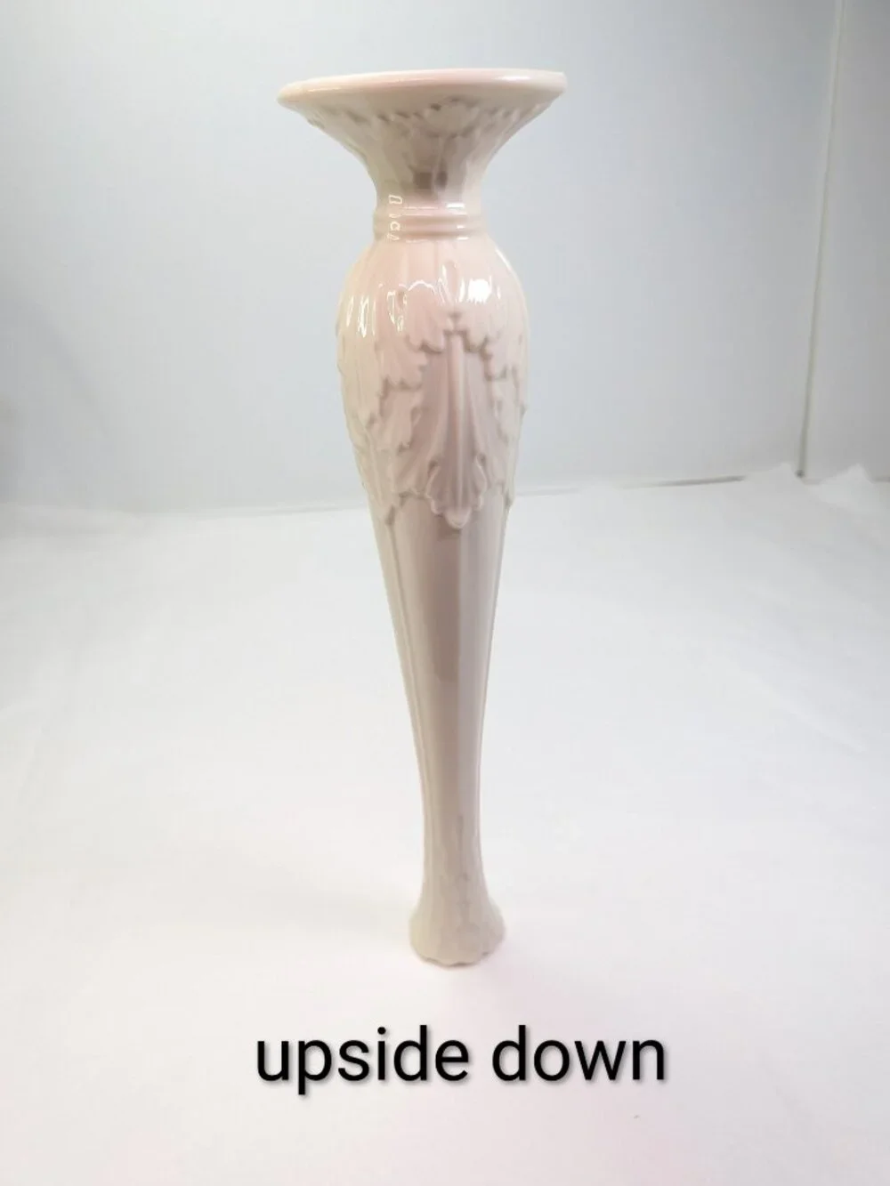 Lenox VTG 10.75” Ivory Tree of Life Scalloped Ribbed Porcelain Fine Bud Vase